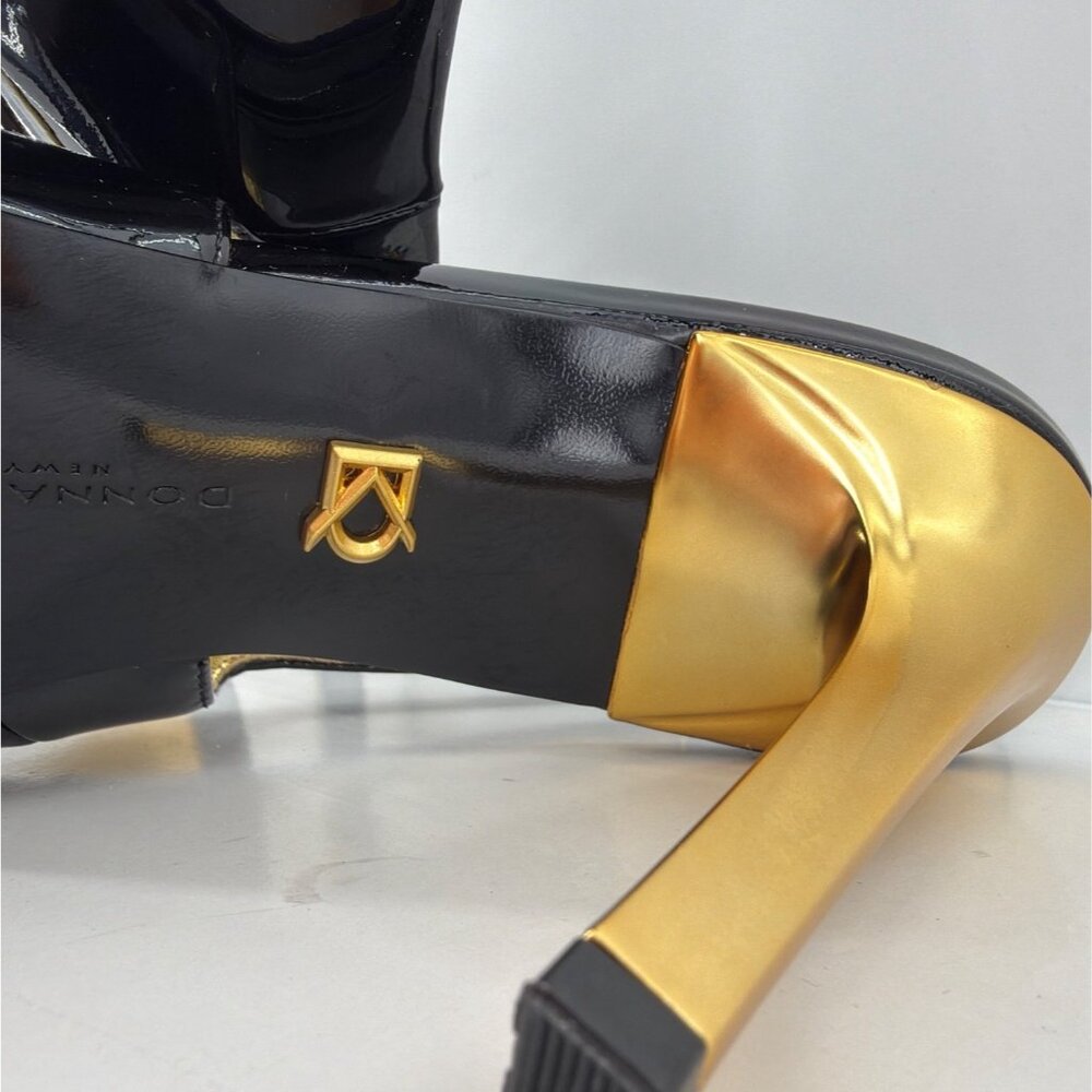 Donna Karan New York Savita Slingback Heels Black Gold Cap Toe Pumps Size 8.5 - Picture 14 of 14